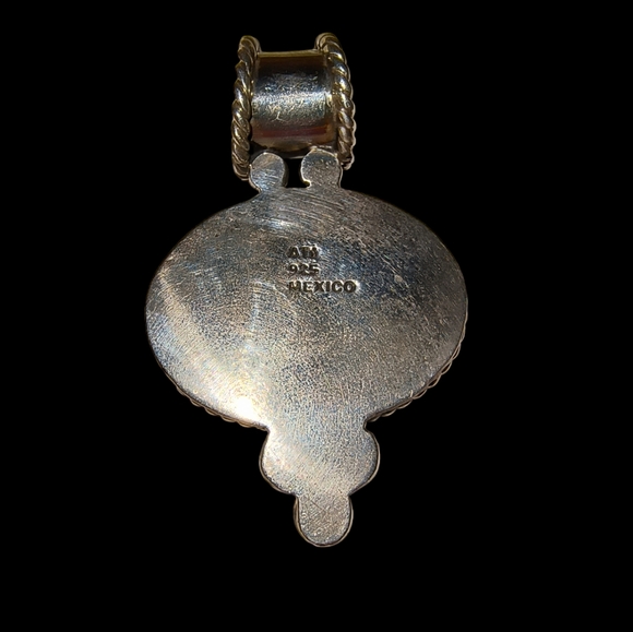 Vintage Mexico ATI  Red Jasper & Sterling Silver  Pendant - Picture 7 of 9